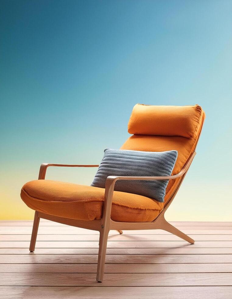 Lounge chair with simple cushions isolated on bright background photo