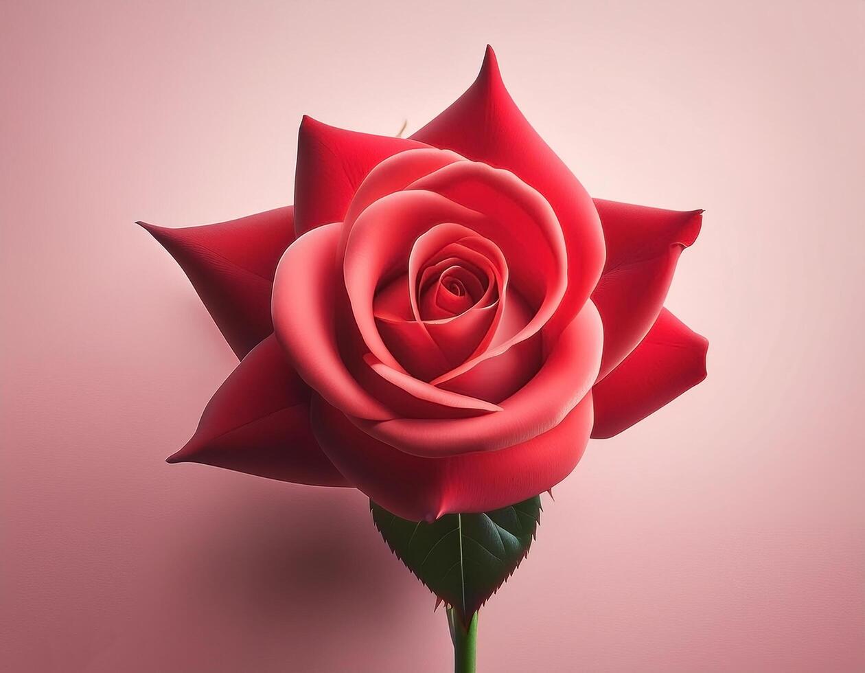 Red rose isolated on pastel background, highlighting the soft petals photo