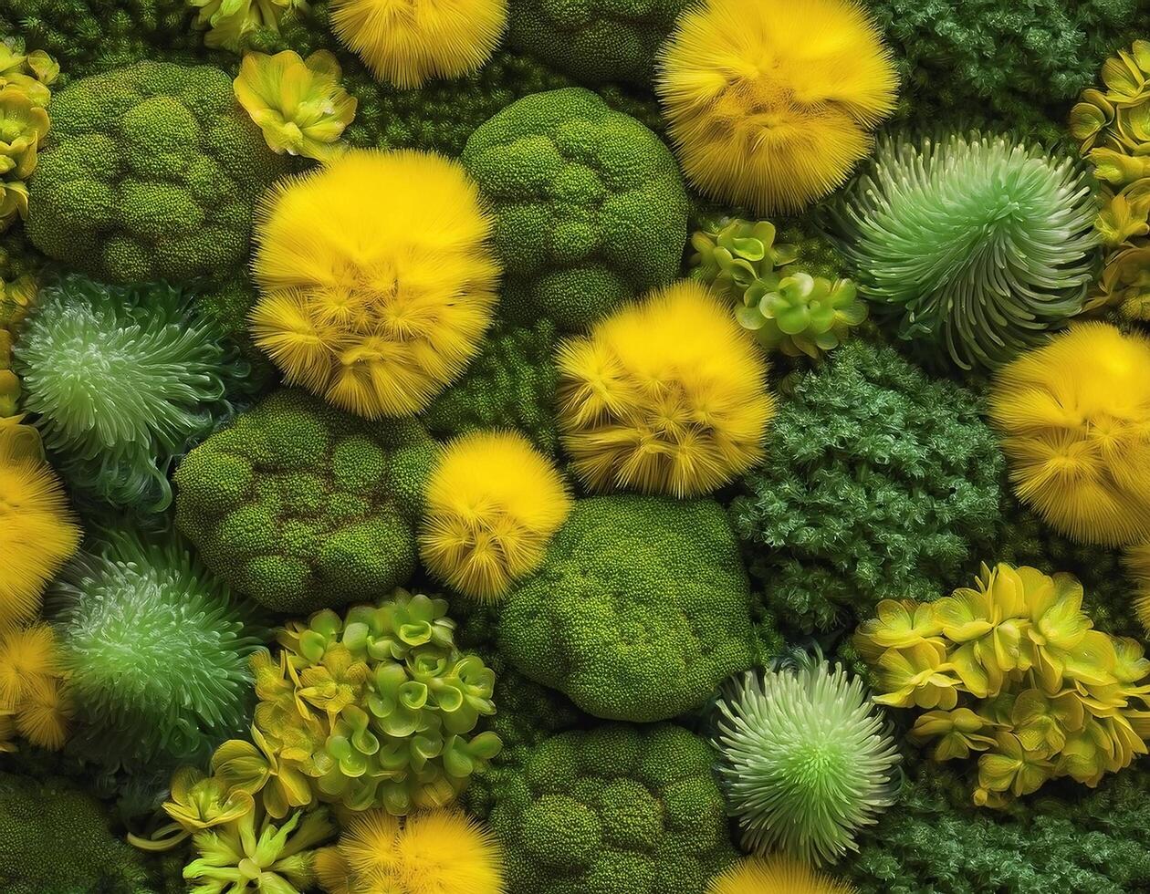 Seamless background featuring shades of moss green and bright yellow, perfect for an environmental theme photo