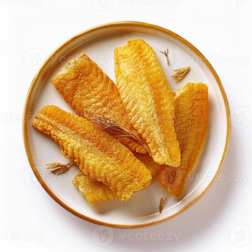 Fried fish fillets on a plate photo
