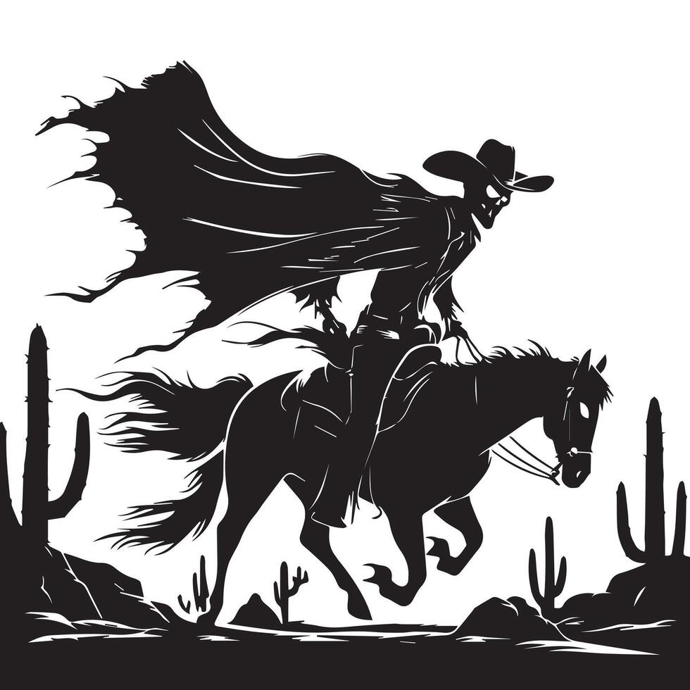 A silhouette of a man riding a horse in the desert vector