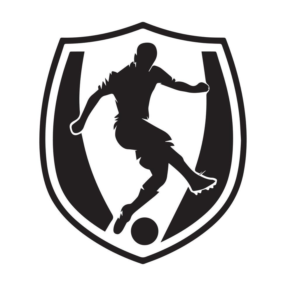 Soccer player in the middle of a shield vector