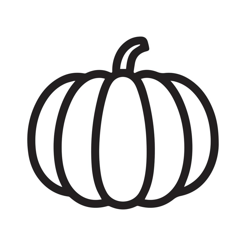 A black and white outline of a pumpkin vector
