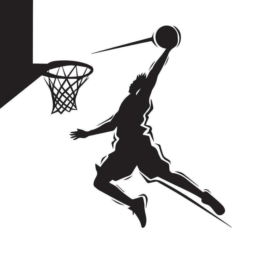 Basketball player dunking the ball vector