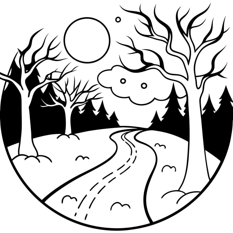 Mysterious fog rolling through a spooky forest under moonlight Casting an eerie glow on the path Perfect for a mystical or halloween-themed setting vector
