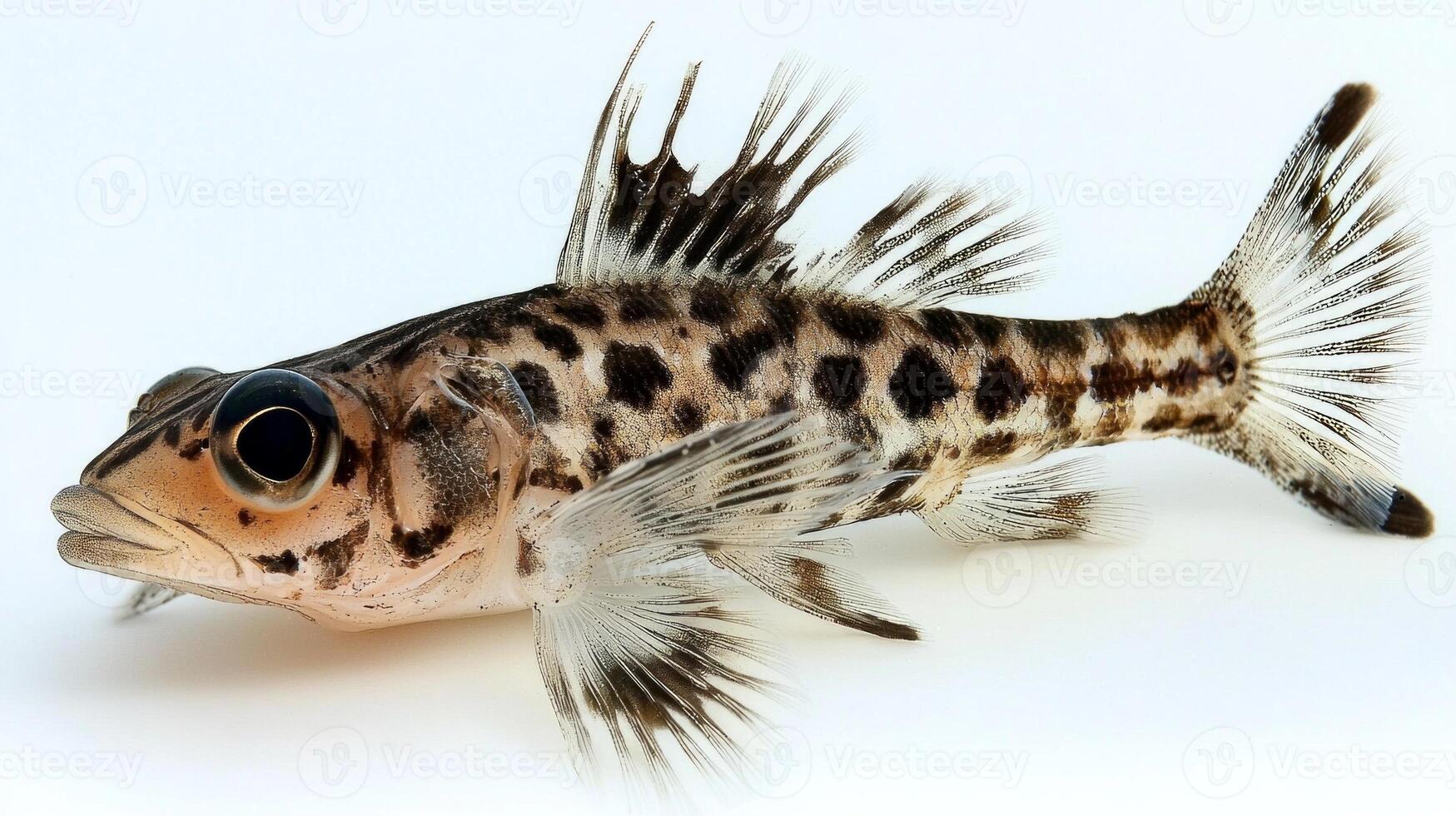 detailed depiction highlights the intricate features of a Lanternfish from the Myctophidae family emphasizing its unique markings and fin structures. photo