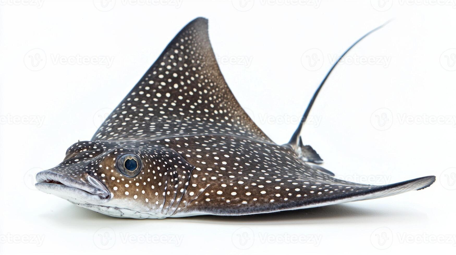 graceful Spotted Eagle Ray showcases its beautiful spotted pattern and distinct shape moving effortlessly in its aquatic habitat. photo
