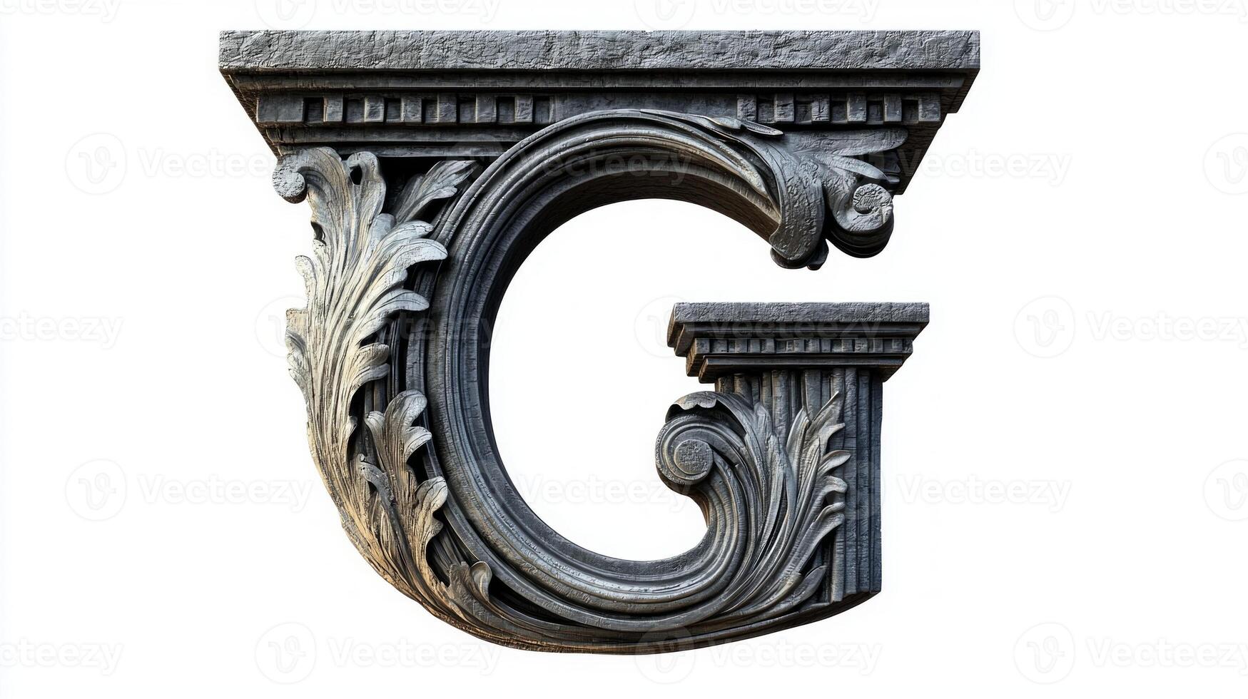 intricate antique column texture forms a stunning letter G, showcasing ornate details and craftsmanship that elevate its elegant presence in a modern setting. photo