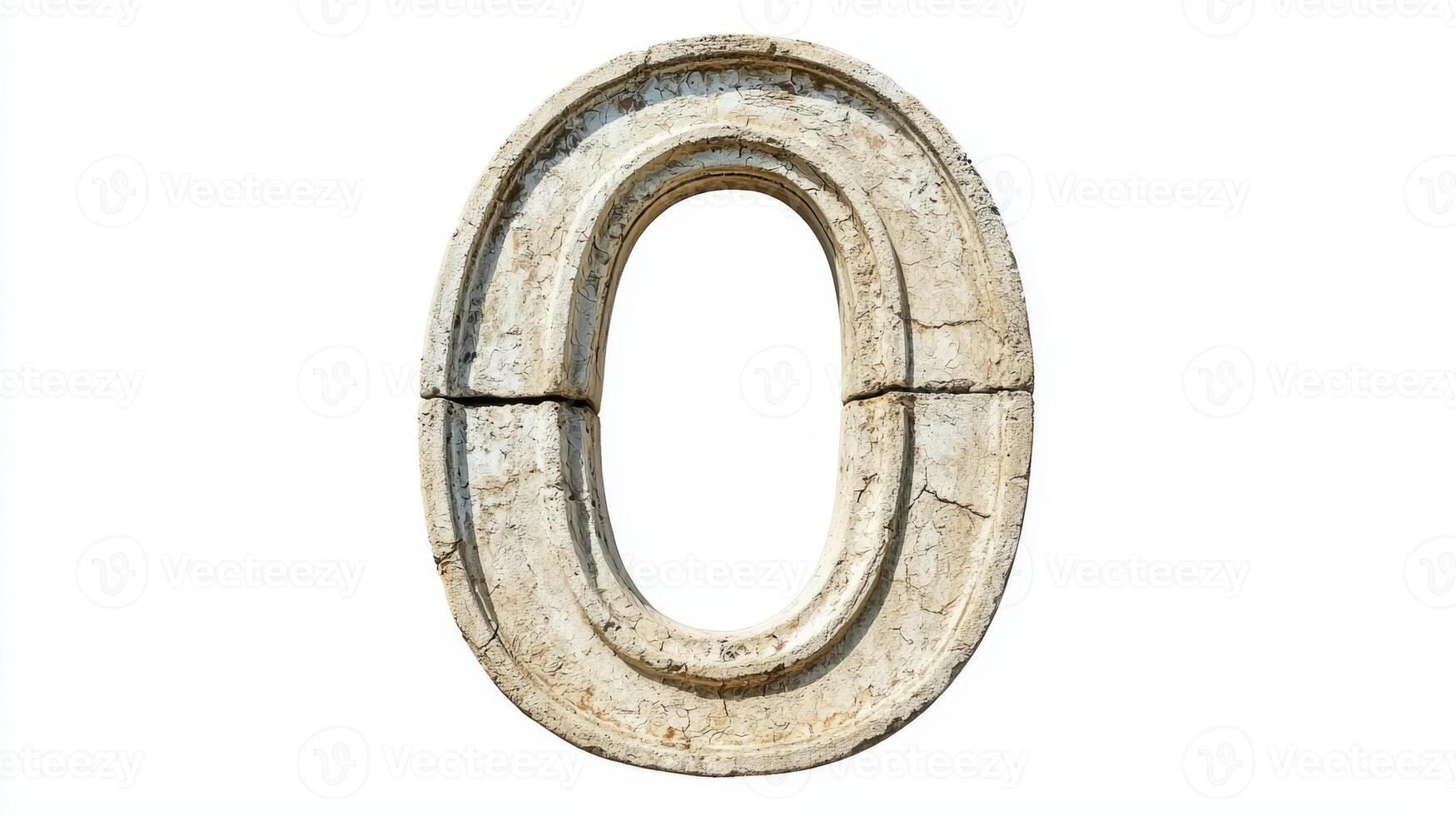 Featuring a beautifully crafted letter O with an antique column texture, this striking piece stands out against a pure white background, embodying classic artistry and timeless design. photo
