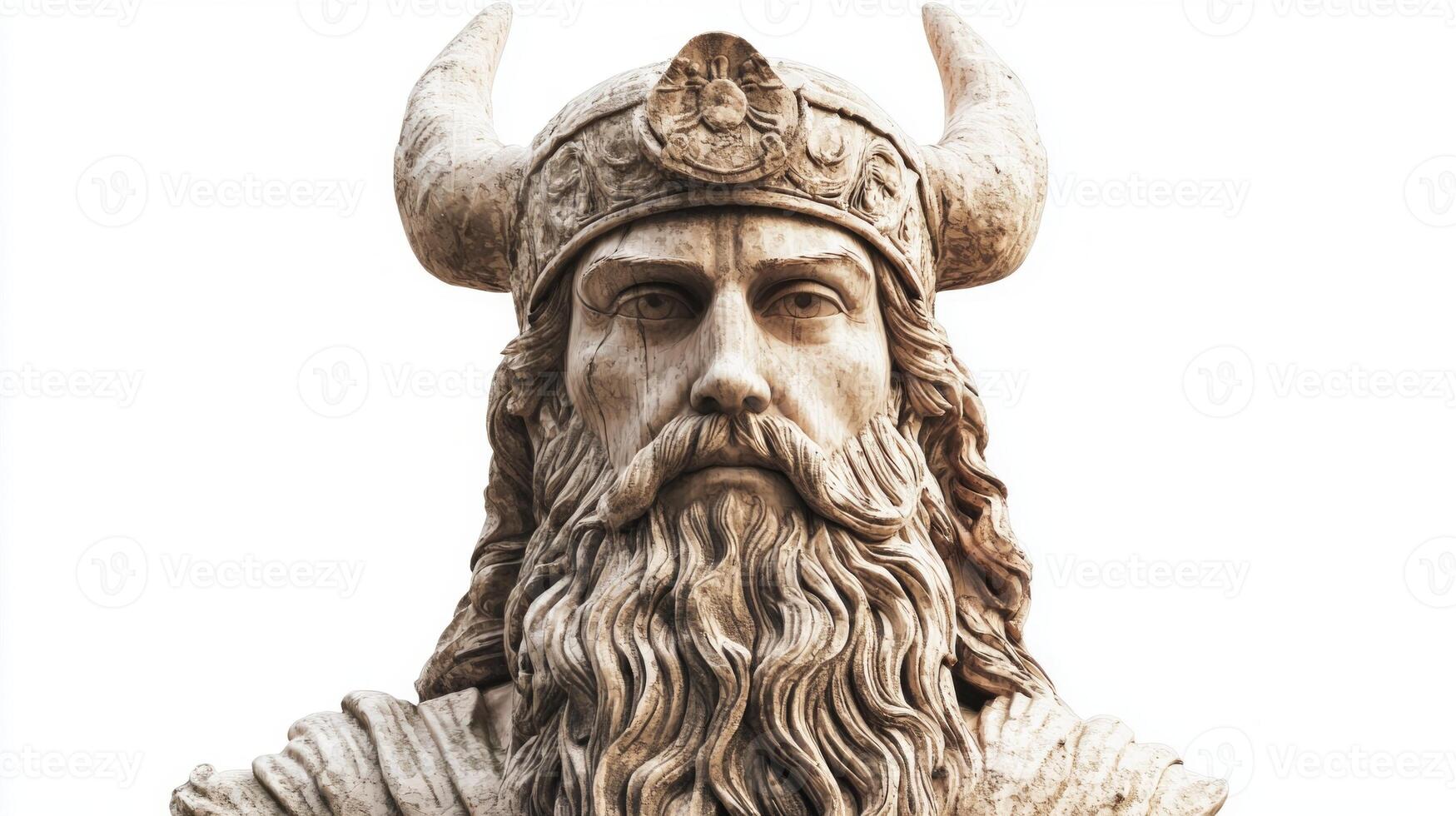 This artwork showcases Balder the revered Scandinavian god with intricate details highlighted against a plain white backdrop. His majestic presence reflects strength and wisdom. photo