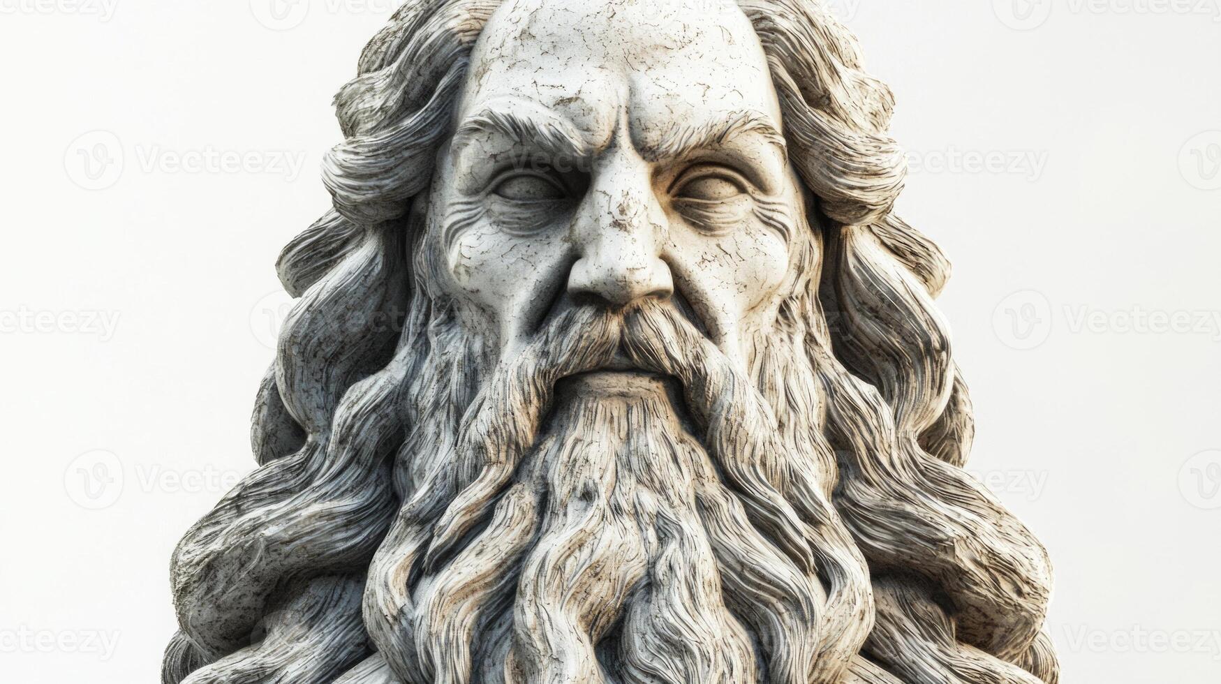 artwork features Bragi the Scandinavian god known for his wisdom and poetic abilities. The detailed sculpture highlights his flowing beard and intense gaze emphasizing his divine nature. photo