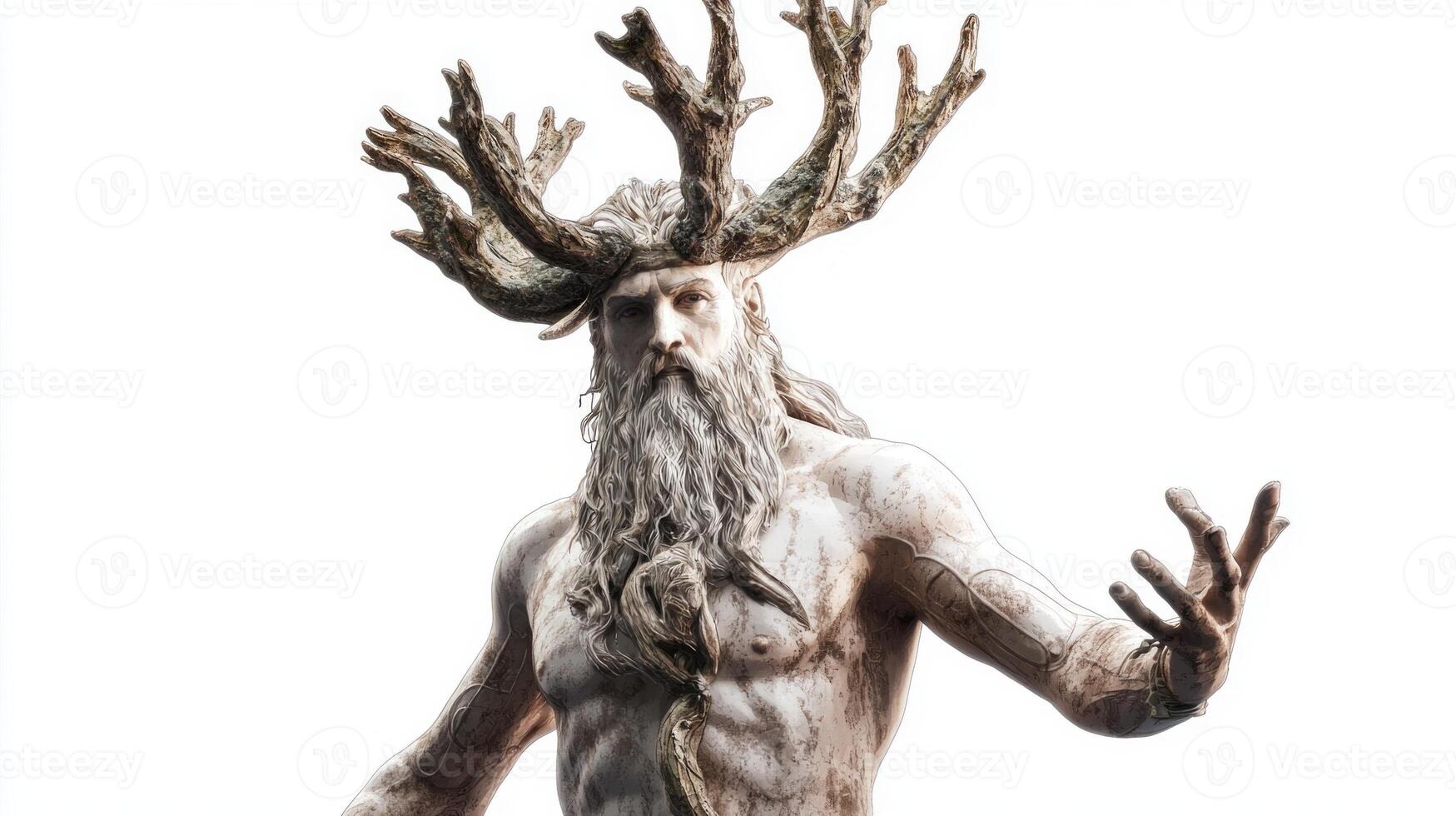 Scandinavian god Eir with detailed features and a striking presence emphasizing the characters unique attributes in a minimalist setting. photo