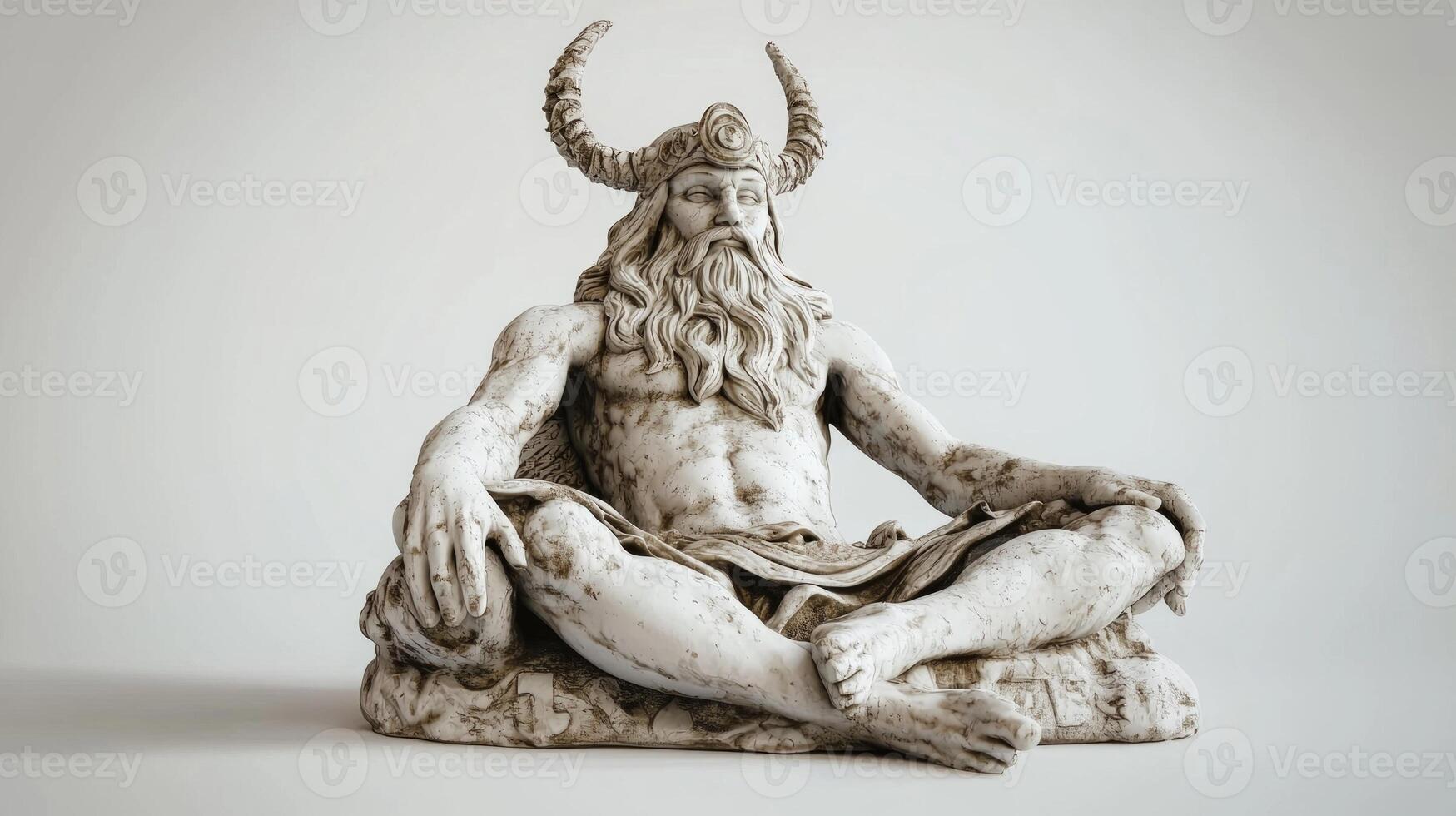Forseti the Scandinavian god known for his wisdom and fairness is portrayed seated in a tranquil pose embodying justice and integrity in a minimalist setting. photo