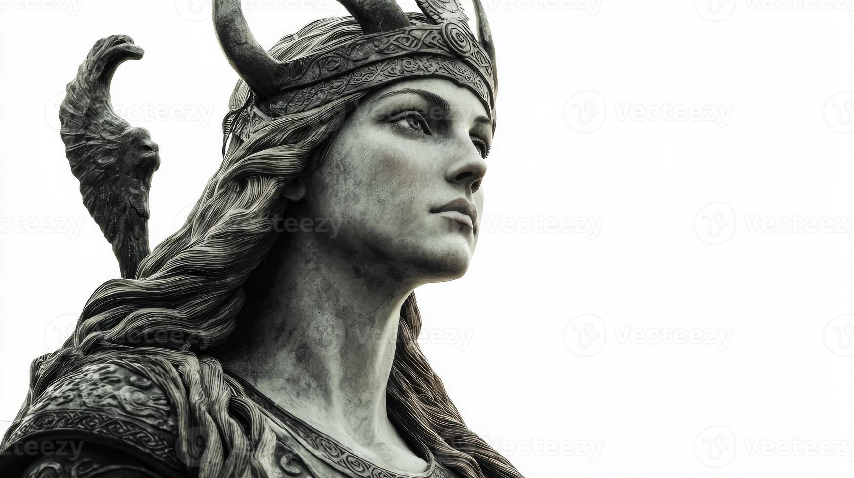 Idunn the Scandinavian goddess renowned for her role in maintaining youth is portrayed in a striking realistic style emphasizing her serene expression and regal attire. photo
