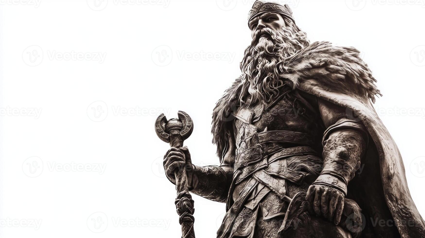 Scandinavian god Sif in a powerful stance detailed with ornate armor and a regal presence reflecting ancient Norse mythology in a striking way. photo