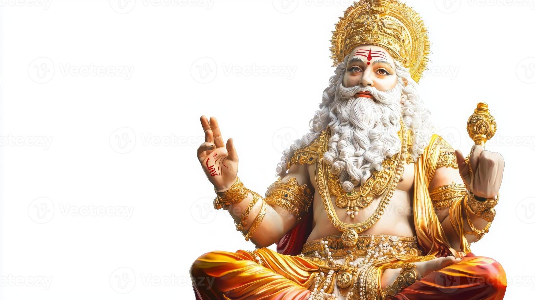 artwork features Shiva Purana indian god known bravery and resilience presented in highly realistic style with elaborate details and vibrant colors on stark white backdrop. photo