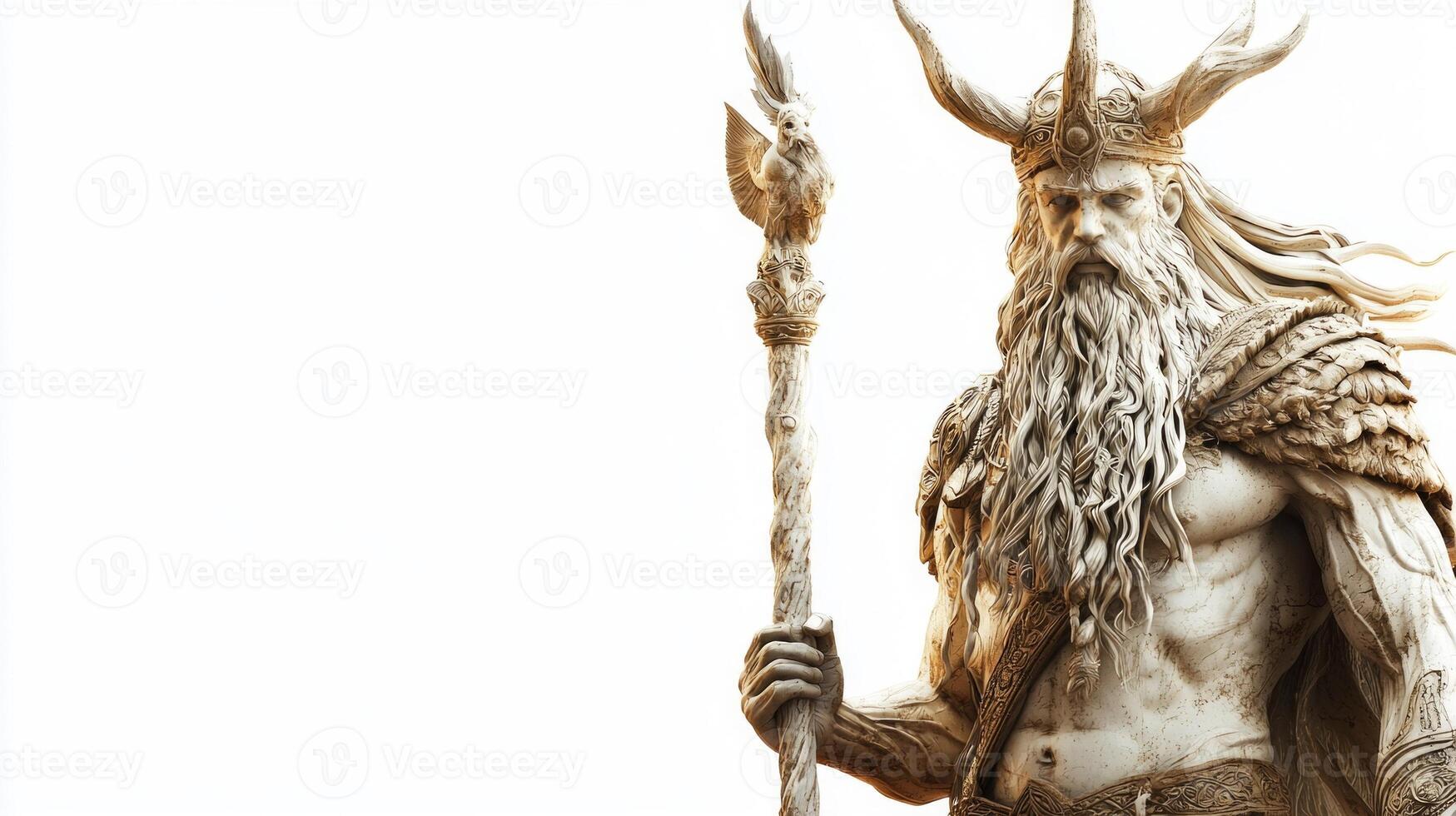 artwork showcases Njord the god of the sea and wind from Scandinavian mythology exuding power and majesty with detailed features and a striking pose. photo