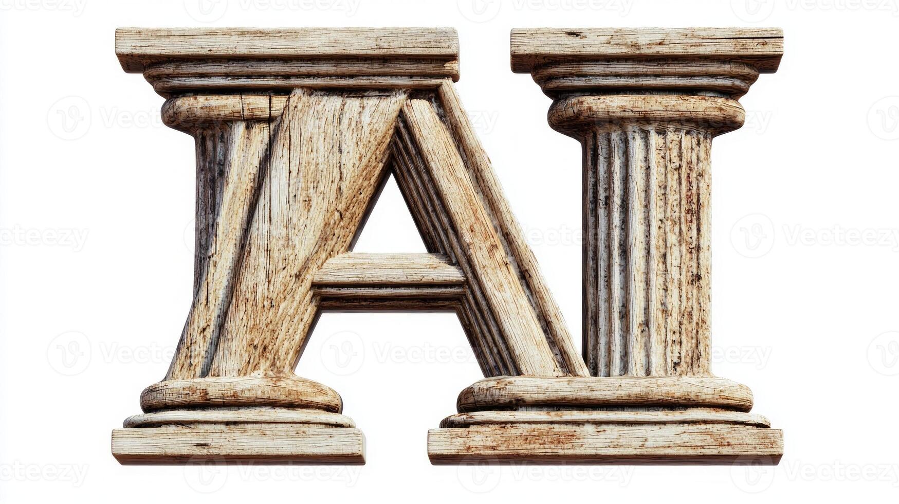 beautifully crafted letter A stands alone, designed with an antique column texture, highlighting the intricate details and historical elegance, perfect for creative projects. photo