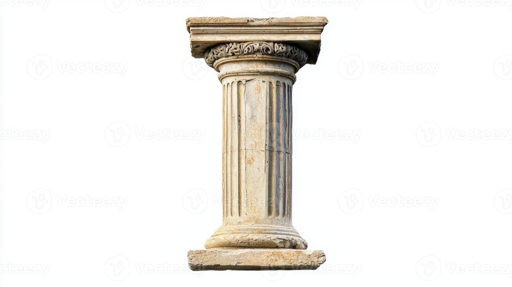 artwork presents the letter I designed with an intricate antique column texture, highlighting a blend of classic elegance and modern creativity against a pristine white backdrop. photo