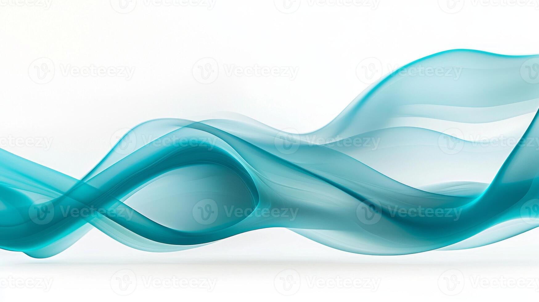 Soft and delicate, curling turquoise tendrils ascend into the air, blending seamlessly with a clean white backdrop while showcasing intricate details of serene movement. photo