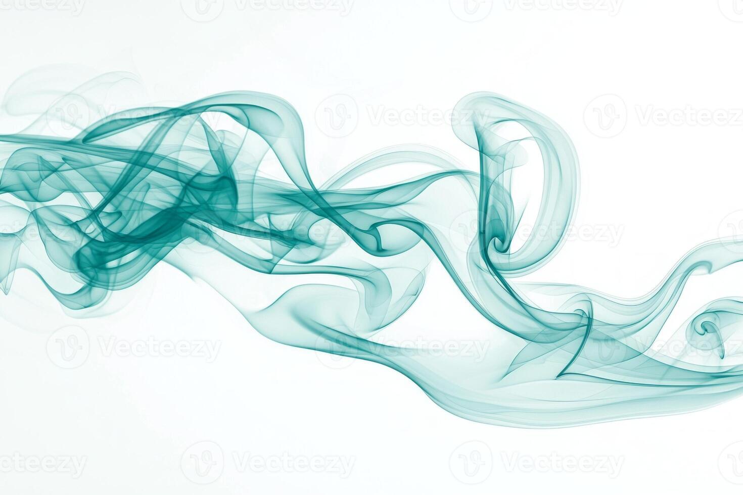 Thick, mesmerizing turquoise smoke billows upward, its soft edges blending into a bright white background. The varying opacity adds a dreamy and vivid touch to the display. photo