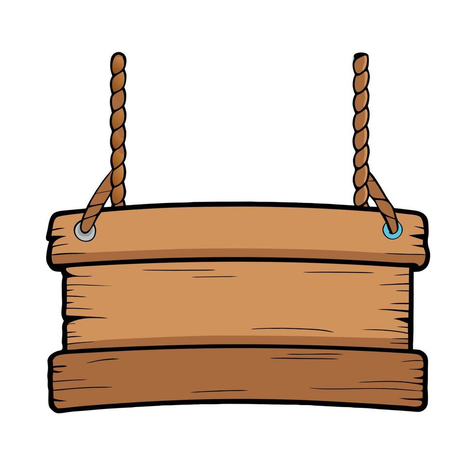 Roped wooden sign with backdrop transparent background vector