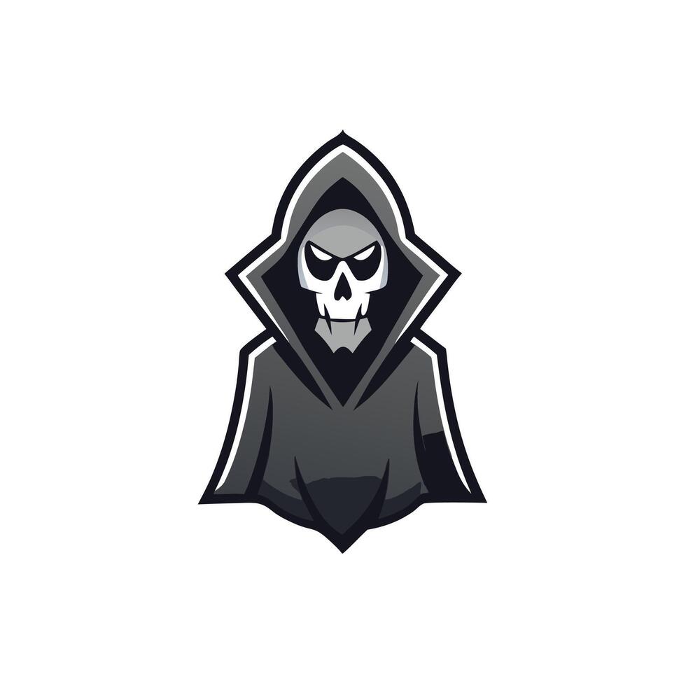Silhouette of Grim Reaper over dark gray background with copy space. . vector