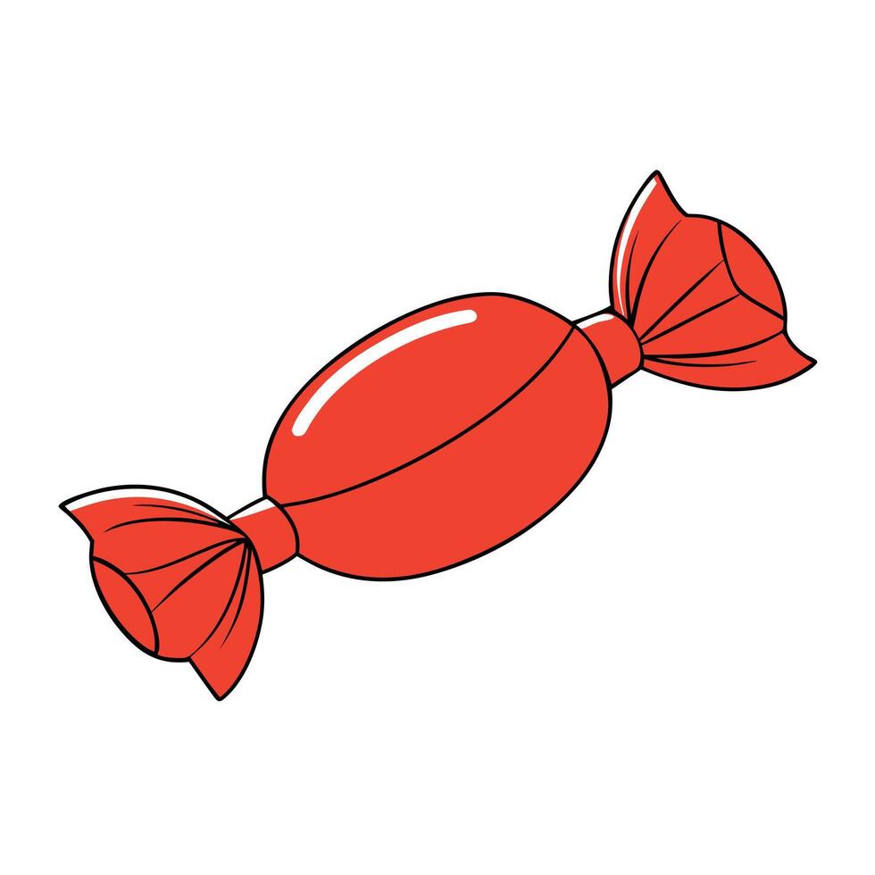 Red color Wrapped caramel taffy Candy set on a transparent Background . Assorted Salt Water Taffy. vector