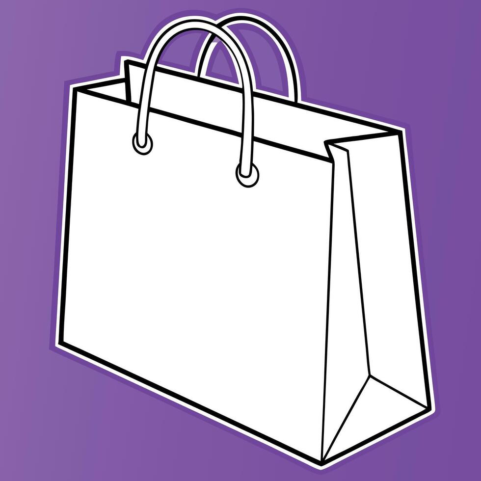 Mock up of a blank purple shopping bag isolated on purple background. Fashion product sale 3d illustration. vector