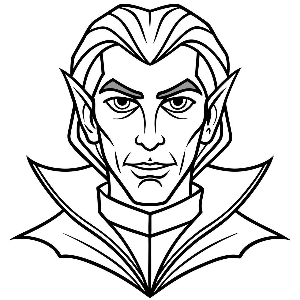 Mysterious Vampire male. Person face portrait. vector