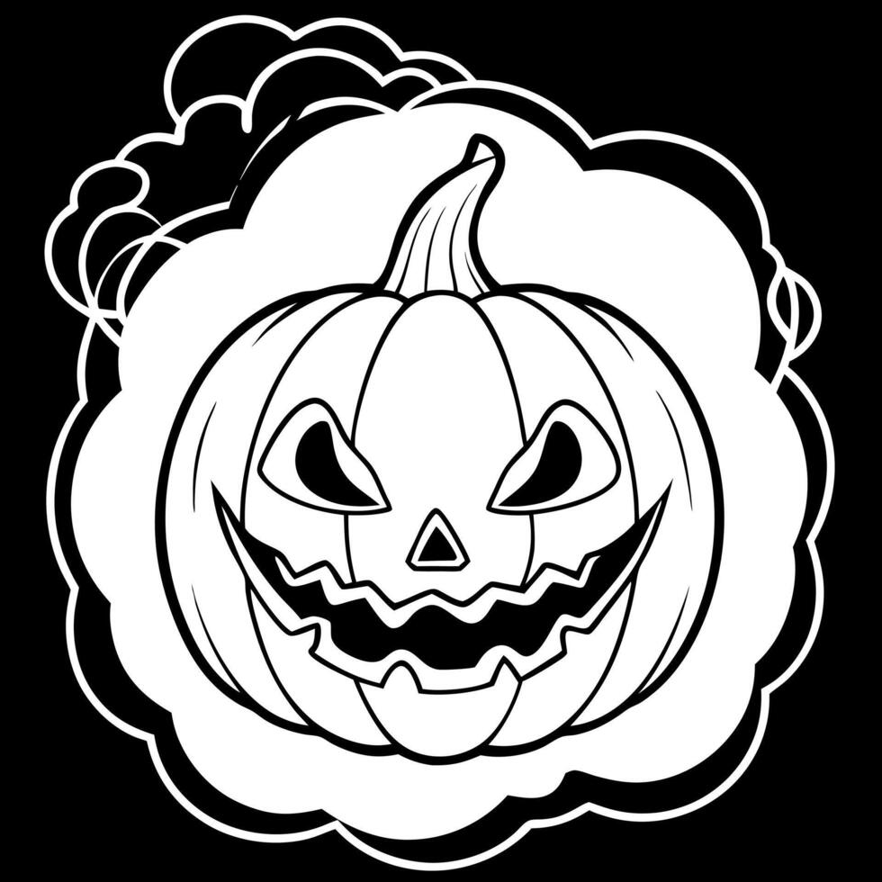Halloween pumpkin Jack O' lantern wallpaper surrounded by smoke in the dark background vector