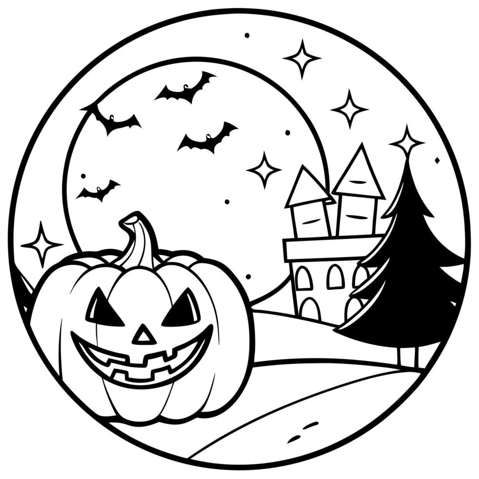 Halloween background spooky night with evil pumpkin vector