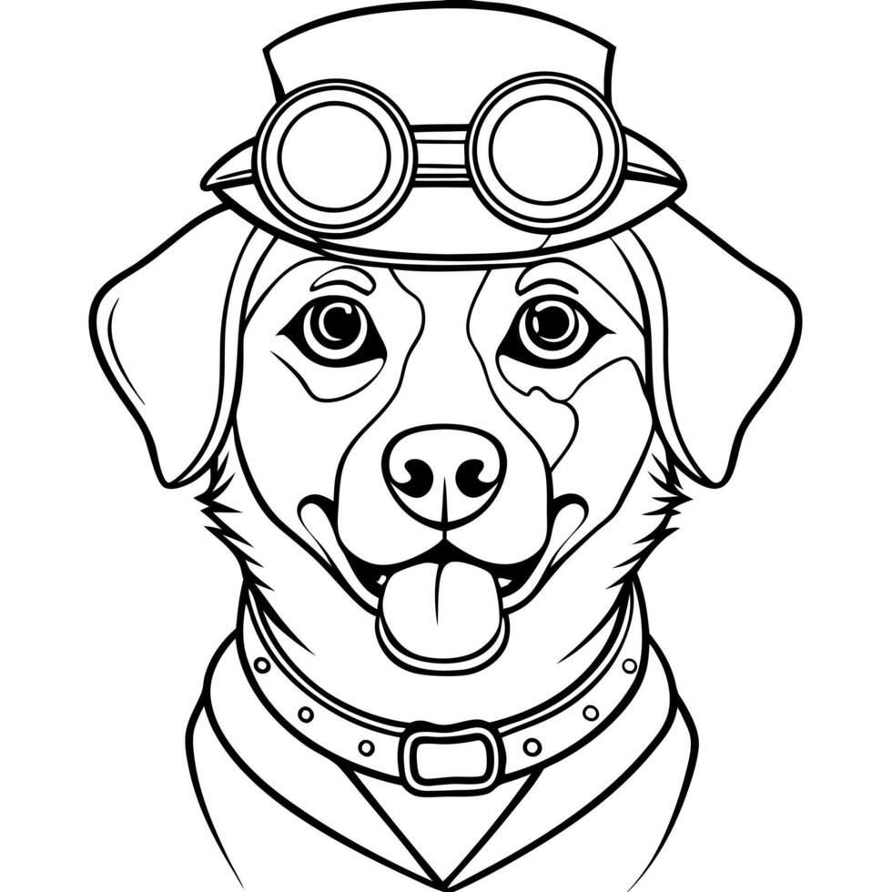 Dog wearing steampunk hat and google glasses vector