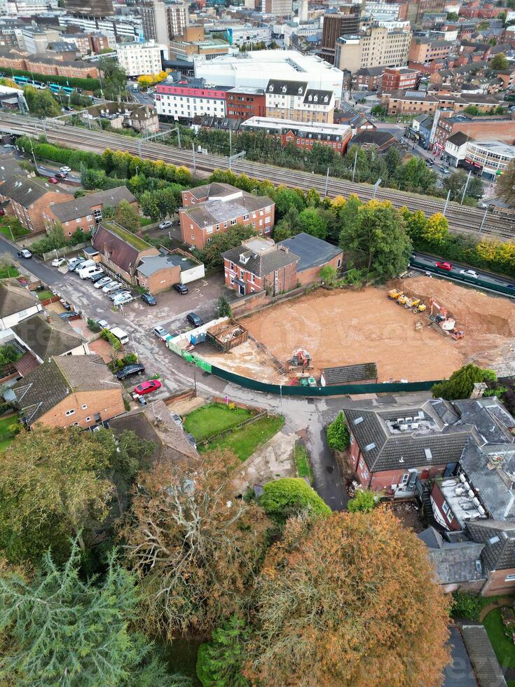 High Angle View of Luton City Residential District Which is Located Near to High Town and Old Bedford Road City Center Downtown of England UK During Cold Sunset of October 12th, 2024 photo
