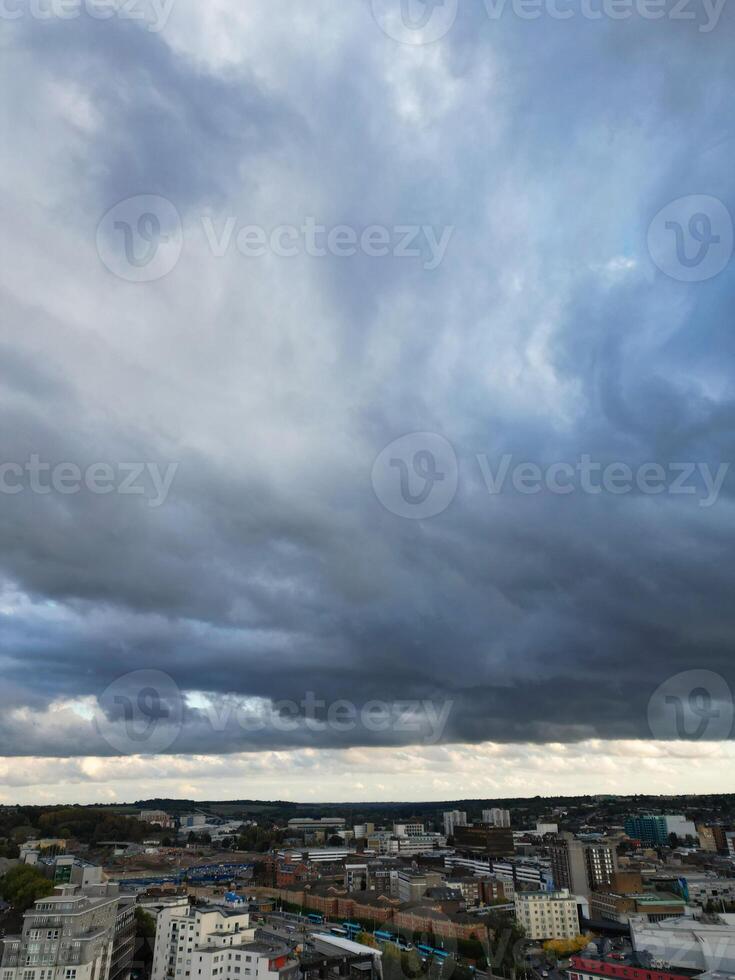 High Angle View of Luton City Residential District Which is Located Near to High Town and Old Bedford Road City Center Downtown of England UK During Cold Sunset of October 12th, 2024 photo