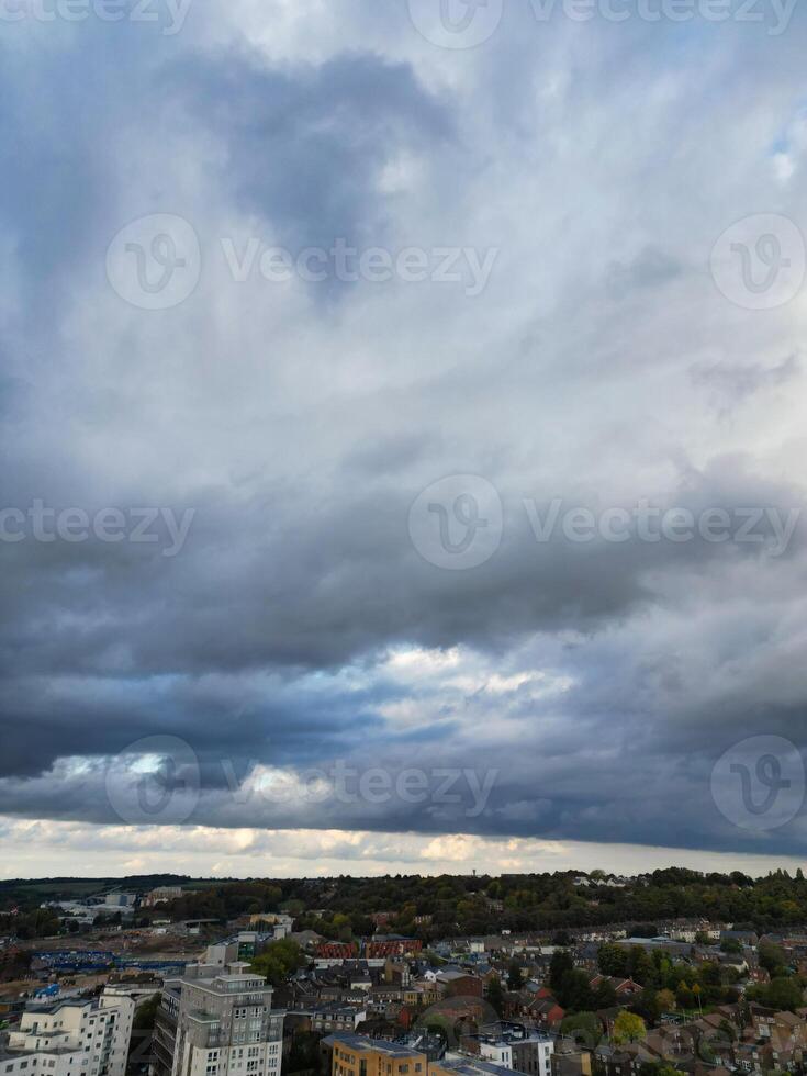 High Angle View of Luton City Residential District Which is Located Near to High Town and Old Bedford Road City Center Downtown of England UK During Cold Sunset of October 12th, 2024 photo