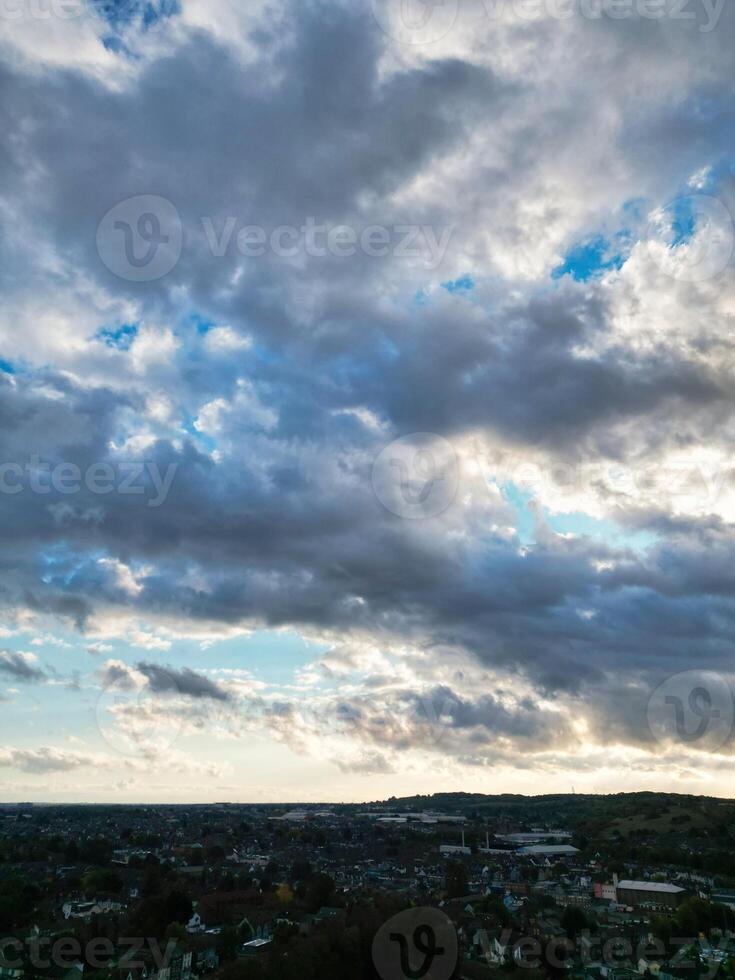 High Angle View of Luton City Residential District Which is Located Near to High Town and Old Bedford Road City Center Downtown of England UK During Cold Sunset of October 12th, 2024 photo