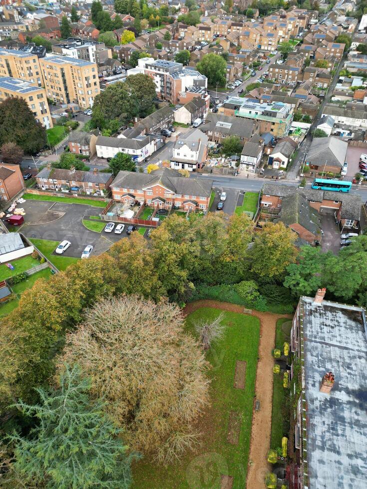 High Angle View of Luton City Residential District Which is Located Near to High Town and Old Bedford Road City Center Downtown of England UK During Cold Sunset of October 12th, 2024 photo
