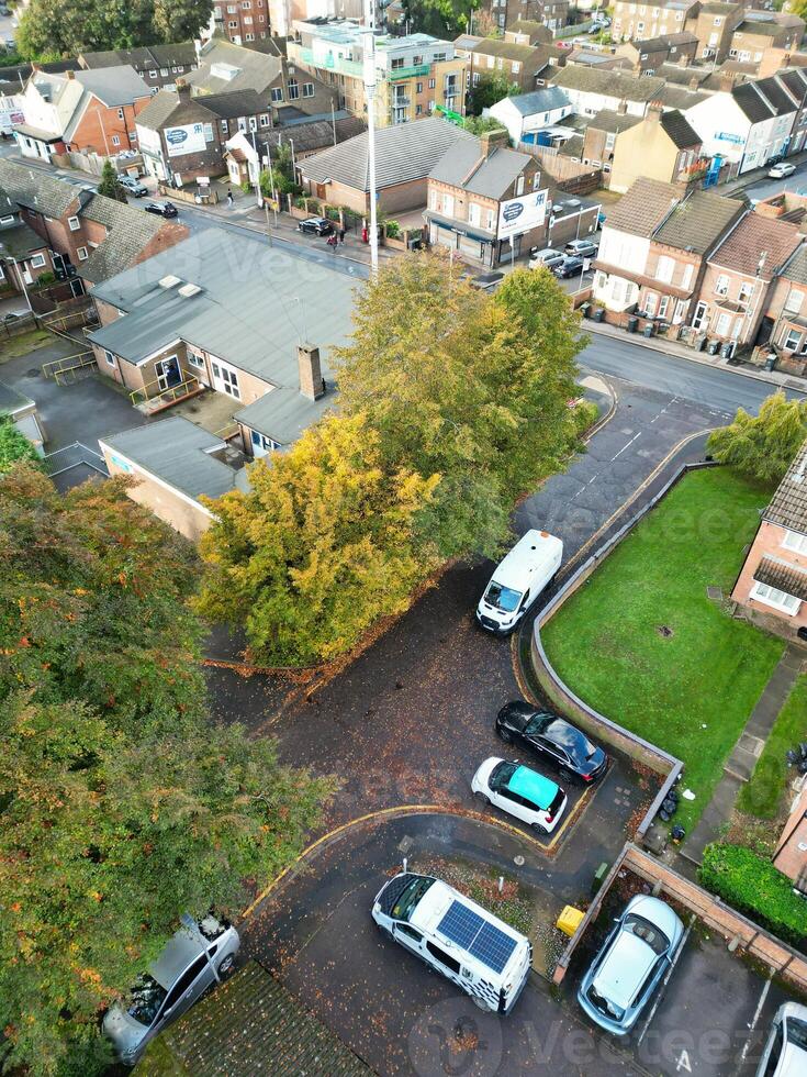 High Angle View of Luton City Residential District Which is Located Near to High Town and Old Bedford Road City Center Downtown of England UK During Cold Sunset of October 12th, 2024 photo