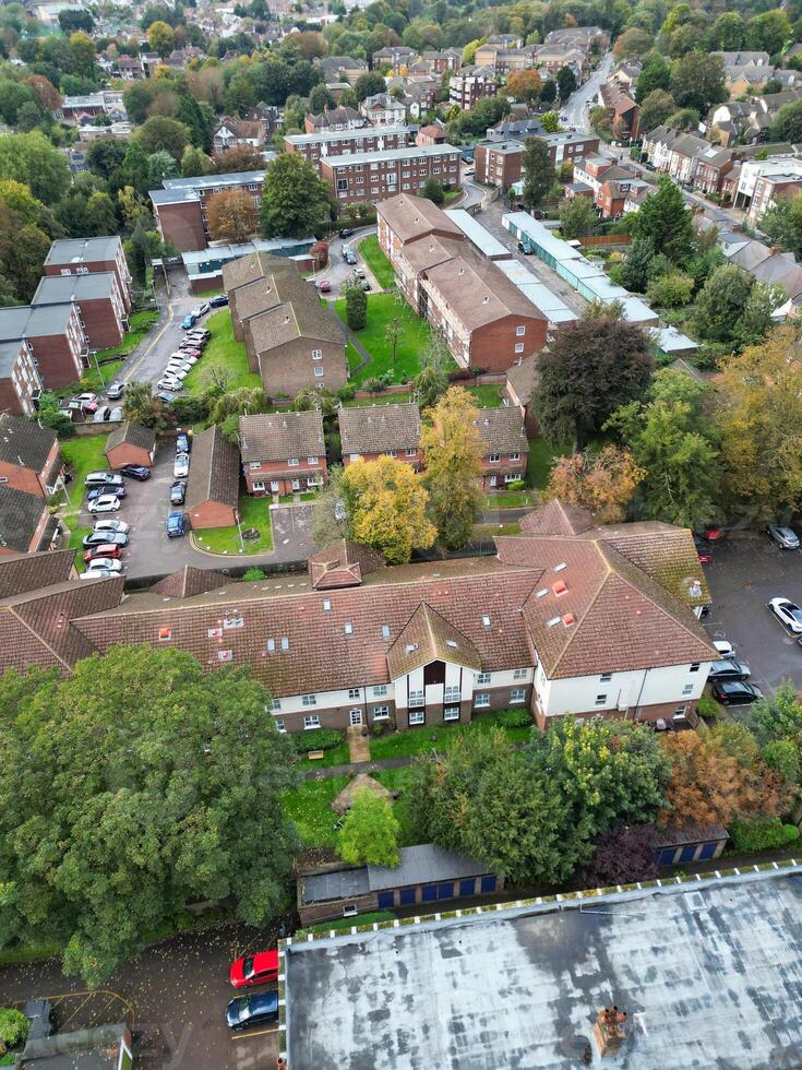 High Angle View of Luton City Residential District Which is Located Near to High Town and Old Bedford Road City Center Downtown of England UK During Cold Sunset of October 12th, 2024 photo