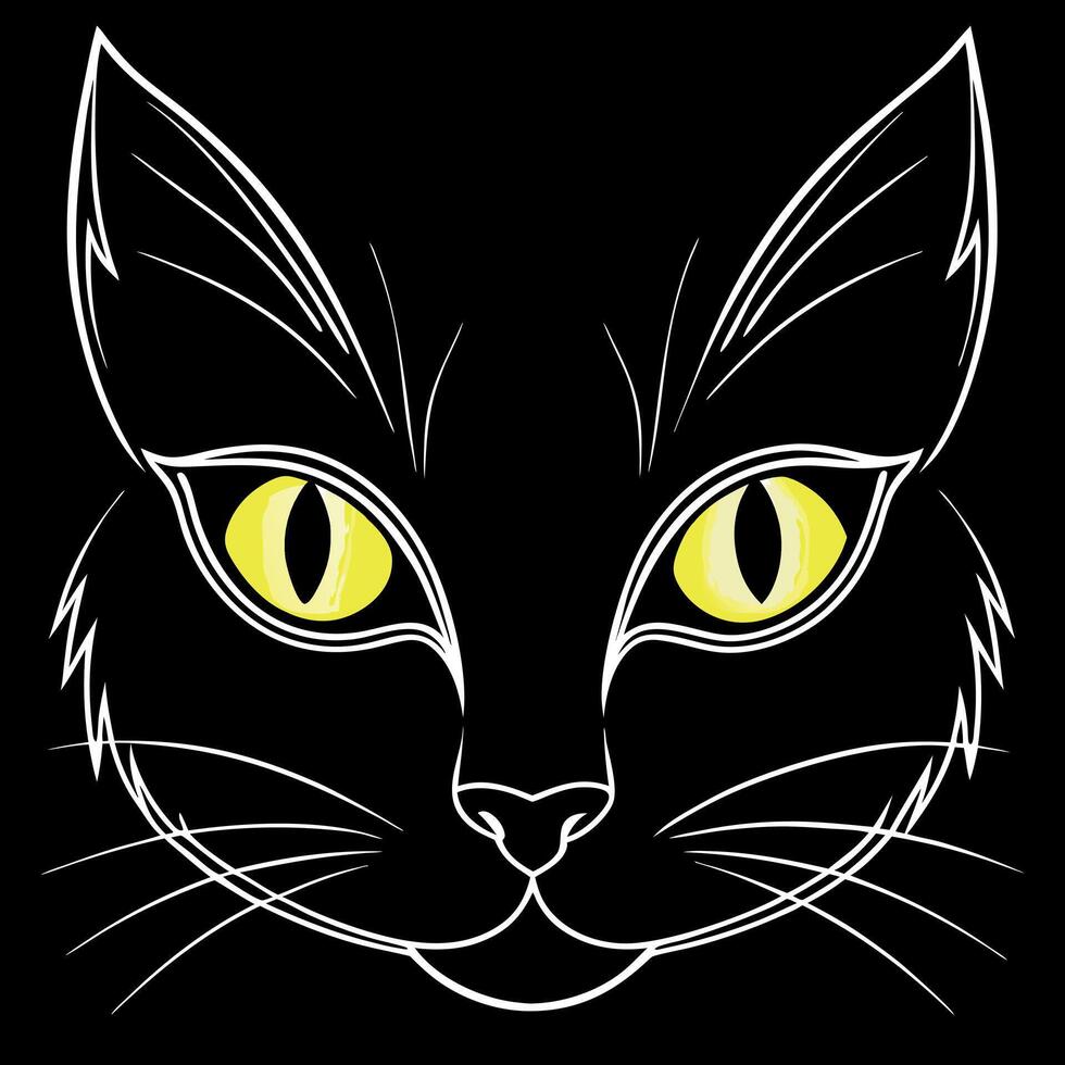 Bright glowing cats eyes against a dark background. Halloween eyes vector