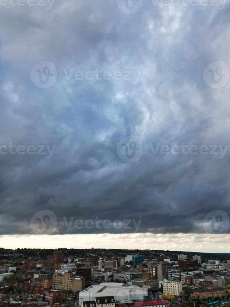 Aerial View of Luton City Residential District Which is Located Near to High Town and Old Bedford Road City Center Downtown of England UK During Cold Sunset of October 12th, 2024 photo