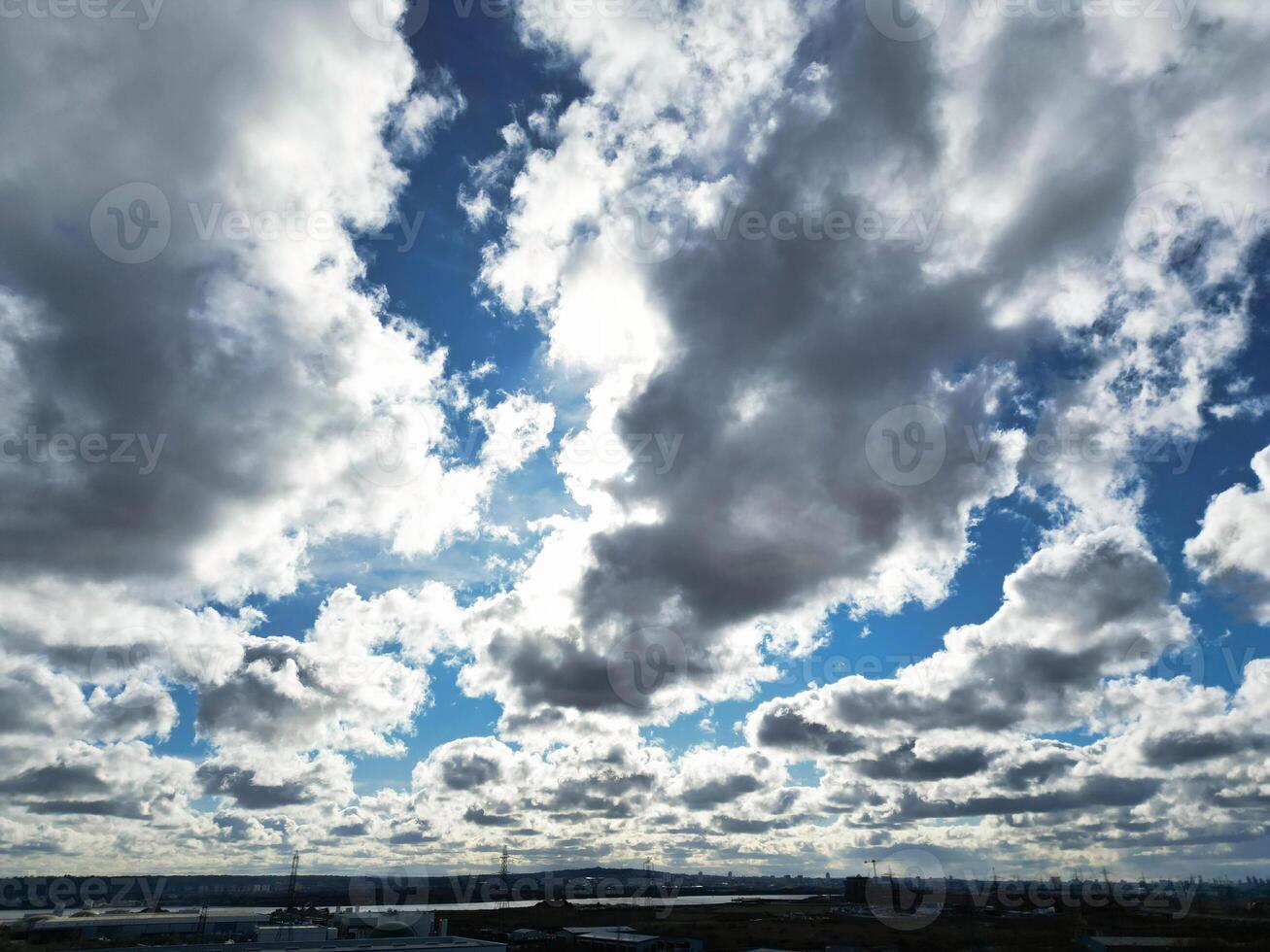 Aerial View of Dagenham City East London. The Capital London City of England Great Britain. High Angle Footage was Captured with Drone's Camera on March 2nd, 2024 photo