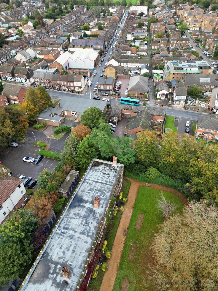 Aerial View of Luton City Residential District Which is Located Near to High Town and Old Bedford Road City Center Downtown of England UK During Cold Sunset of October 12th, 2024 photo