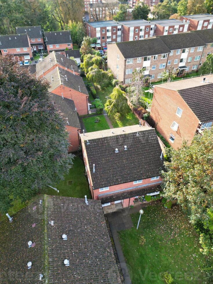 Aerial View of Luton City Residential District Which is Located Near to High Town and Old Bedford Road City Center Downtown of England UK During Cold Sunset of October 12th, 2024 photo
