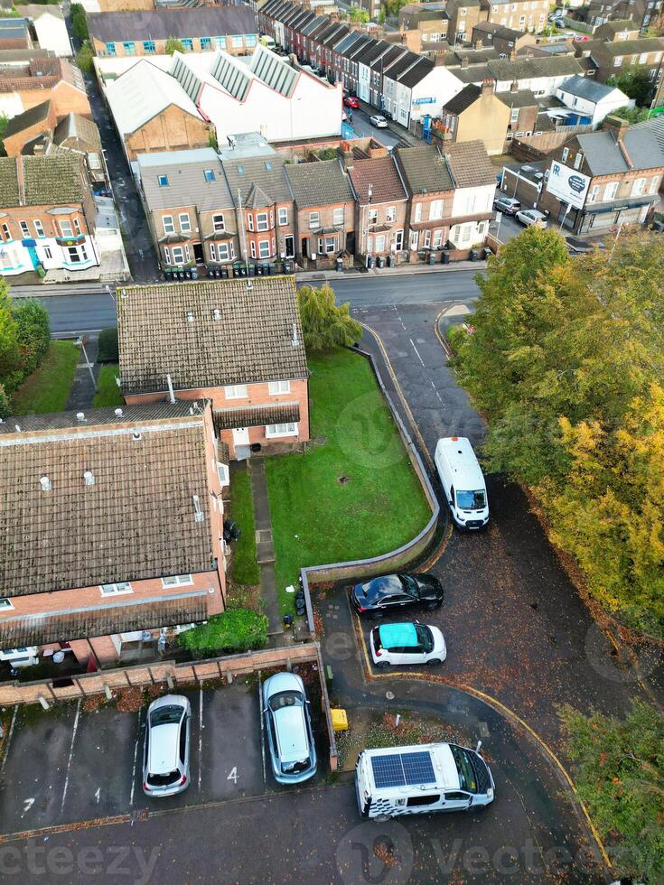 Aerial View of Luton City Residential District Which is Located Near to High Town and Old Bedford Road City Center Downtown of England UK During Cold Sunset of October 12th, 2024 photo