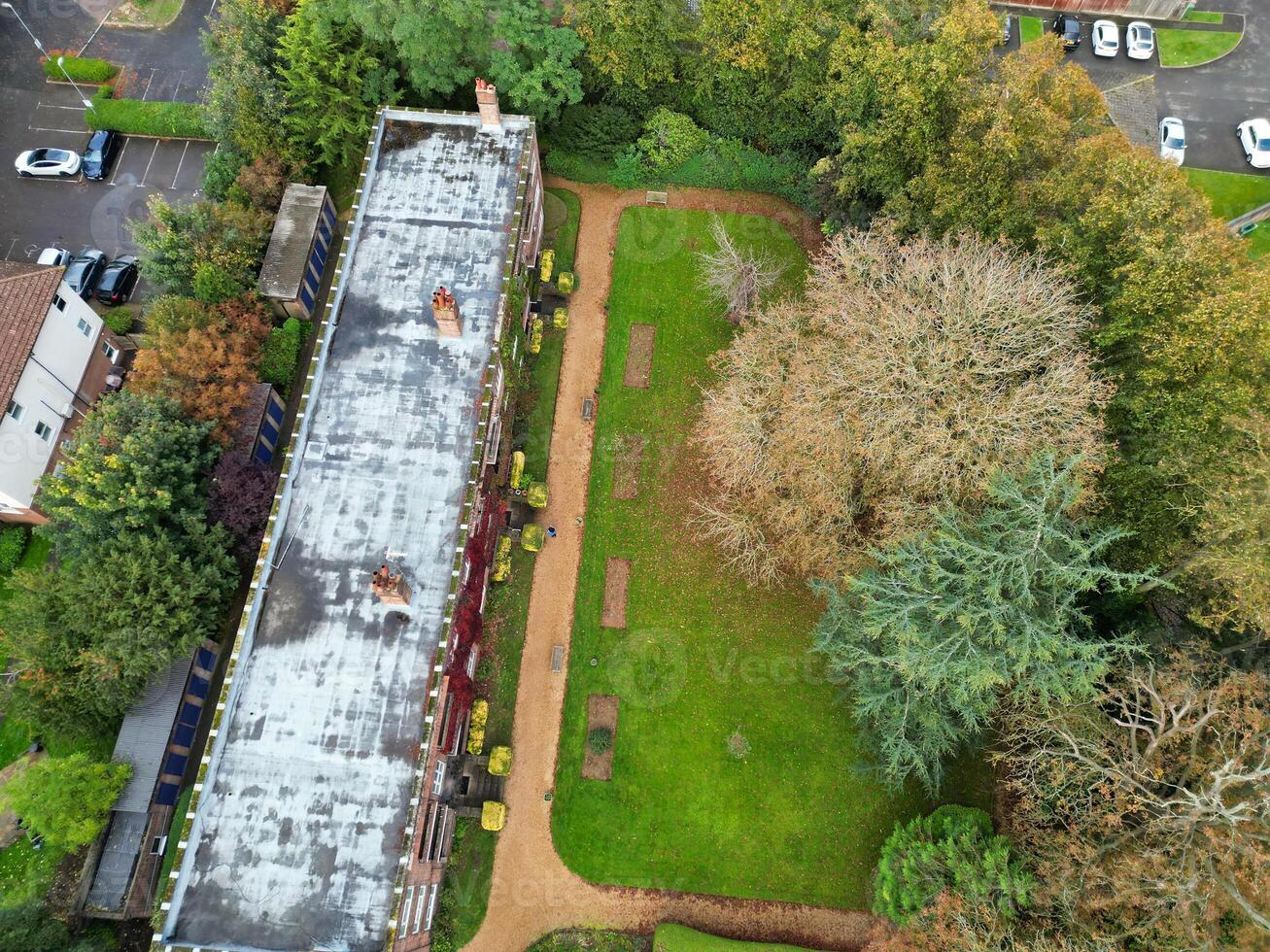 High Angle View of Luton City Residential District Which is Located Near to High Town and Old Bedford Road City Center Downtown of England UK During Cold Sunset of October 12th, 2024 photo