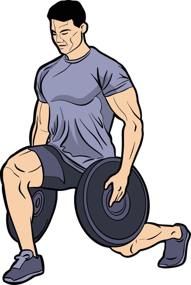 Male Athlete Performing Weight Training Exercise vector