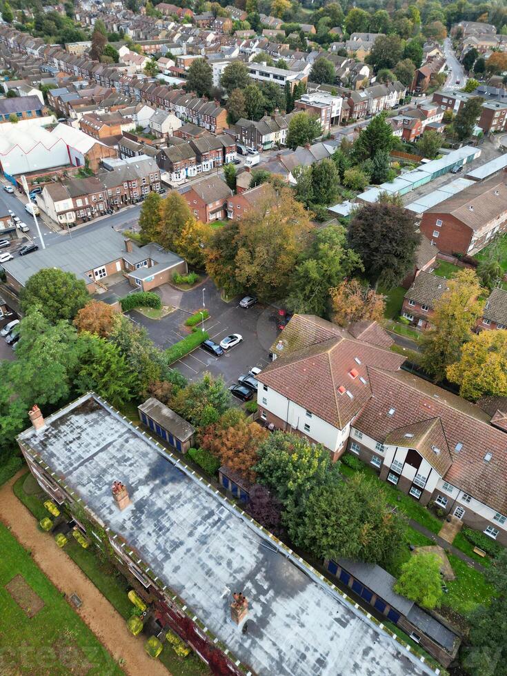 Aerial View of Luton City Residential District Which is Located Near to High Town and Old Bedford Road City Center Downtown of England UK During Cold Sunset of October 12th, 2024 photo