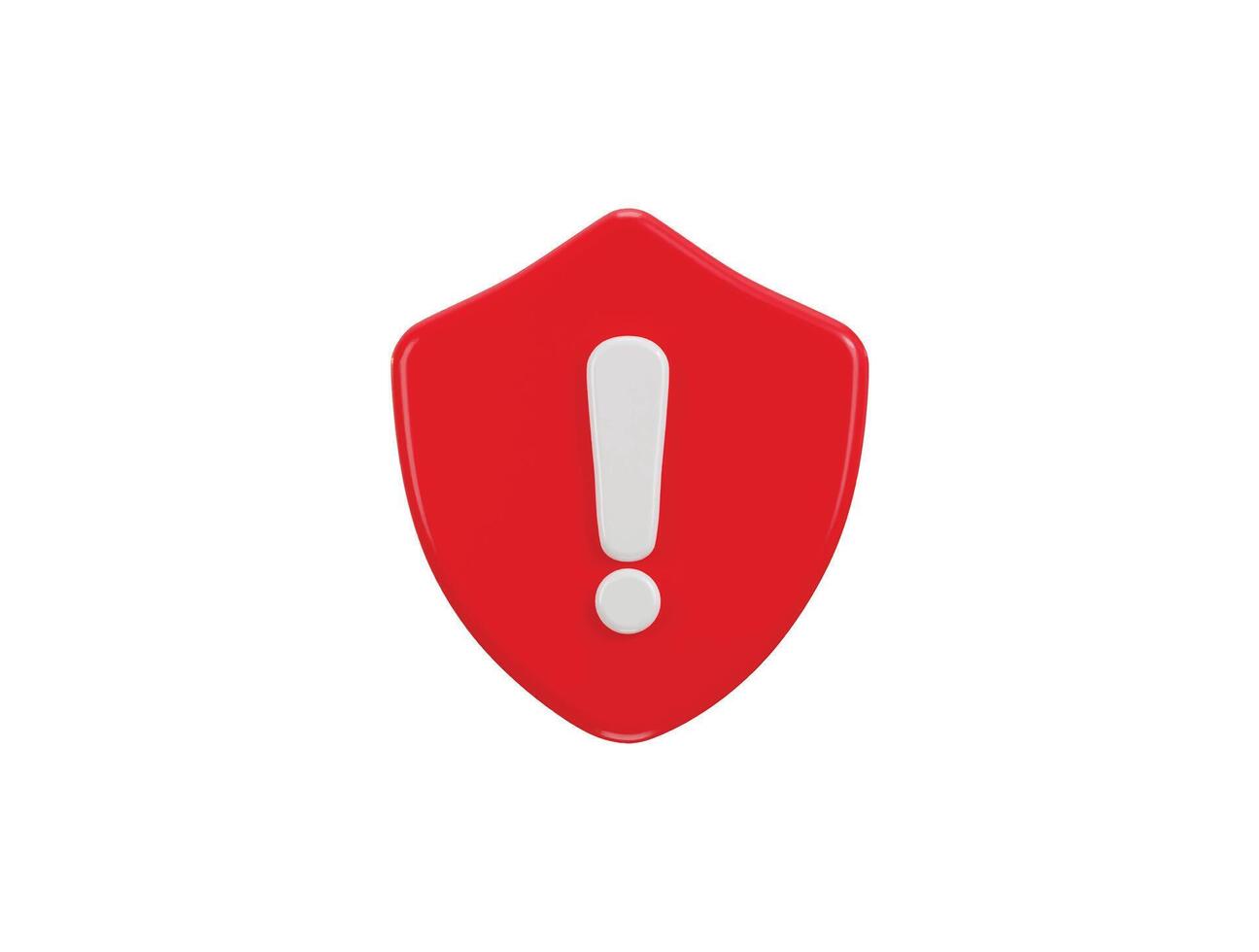 3d shield with exclamation mark Protection warning icon Alert icon Safety and security icon 3d render vector